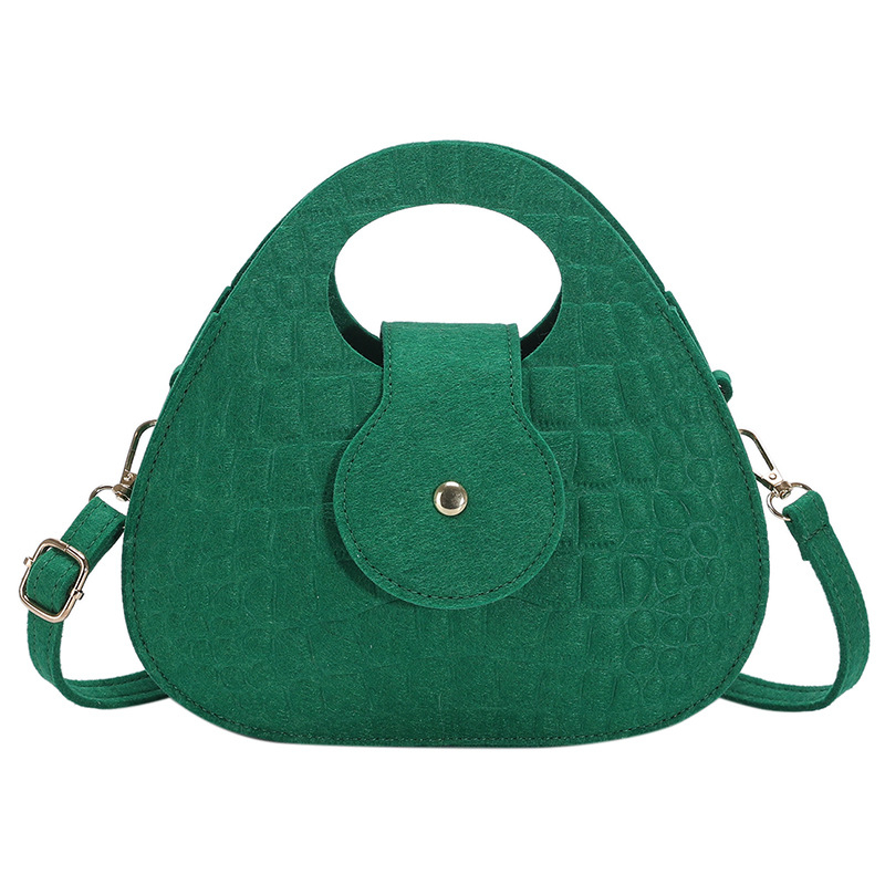 19-6724 Ladies Bag 2022 Winter New Korean Style Vintage Indented Crocodile Felt Tote Bag Women's Shoulder Crossbody Bag