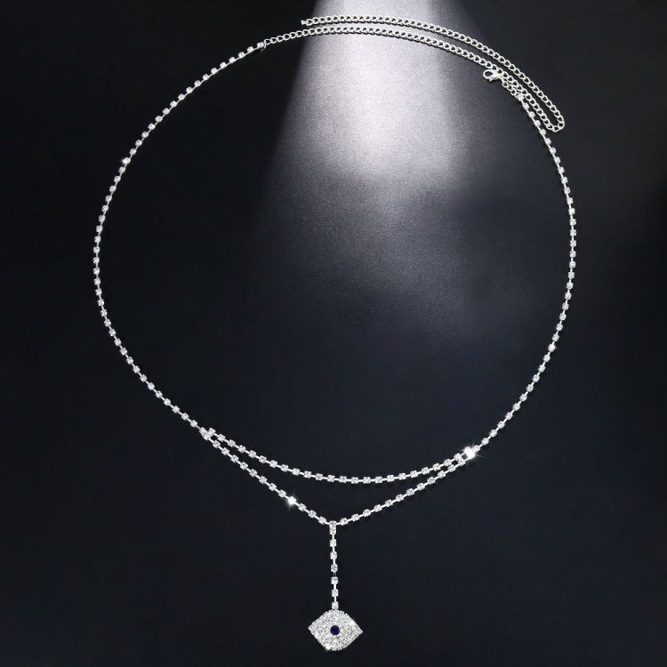 Sexy waist chain fashion Water diamond Devil's Eye Waist chain lady sexy multilayer Pendant Waist accessories CRRSHOP women silvery jewelry body chain free shipping