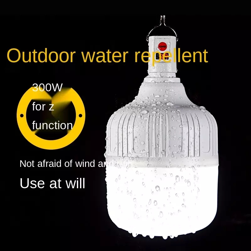 100W Waterproof Rechargeable LED Night Light Bulb Emergency Outdoor BBQ Hanging Lights