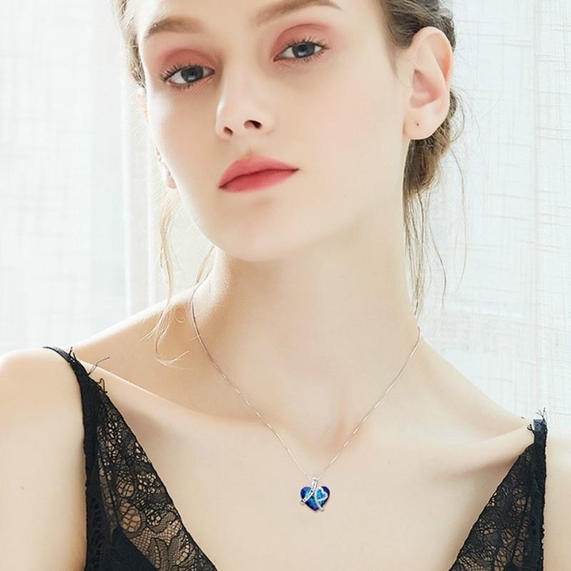 Heart Necklace, i love you forever, Heart of the Ocean, pendant crystal collarbone chain lovers Valentine's Day gift
