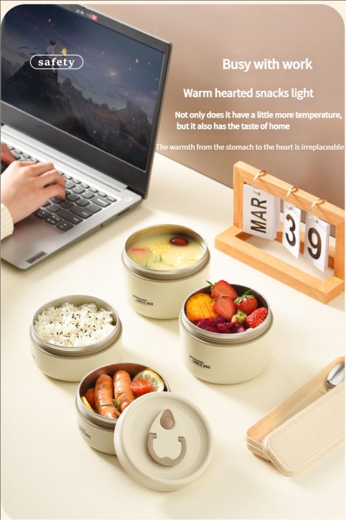 304 stainless steel insulated lunch box sealed and leak-proof portable office worker student single multi-layer mini bowl with lid heating pot lunch box