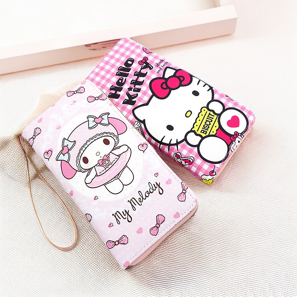 R144 New Fashion Zipper Printing Student Cartoon Cute Cat PU Leather Wallet Coin Purse