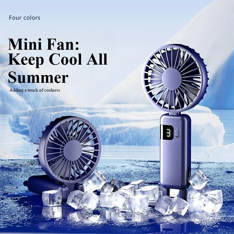- Foldable Handheld Fan with Screen Display, USB Rechargeable, Large Capacity, Portable Hook & Desktop Stand, New Style Cooling Tool