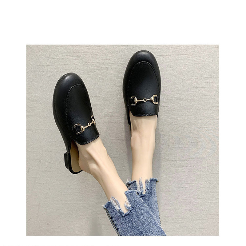 lazy slippers ladies no high heels bag toe flat sandals casual girls half slippers