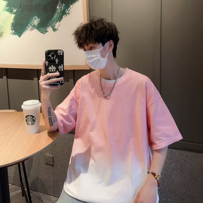 CF Men's Summer New Tie-Dye T-Shirt Loose Crewneck Top