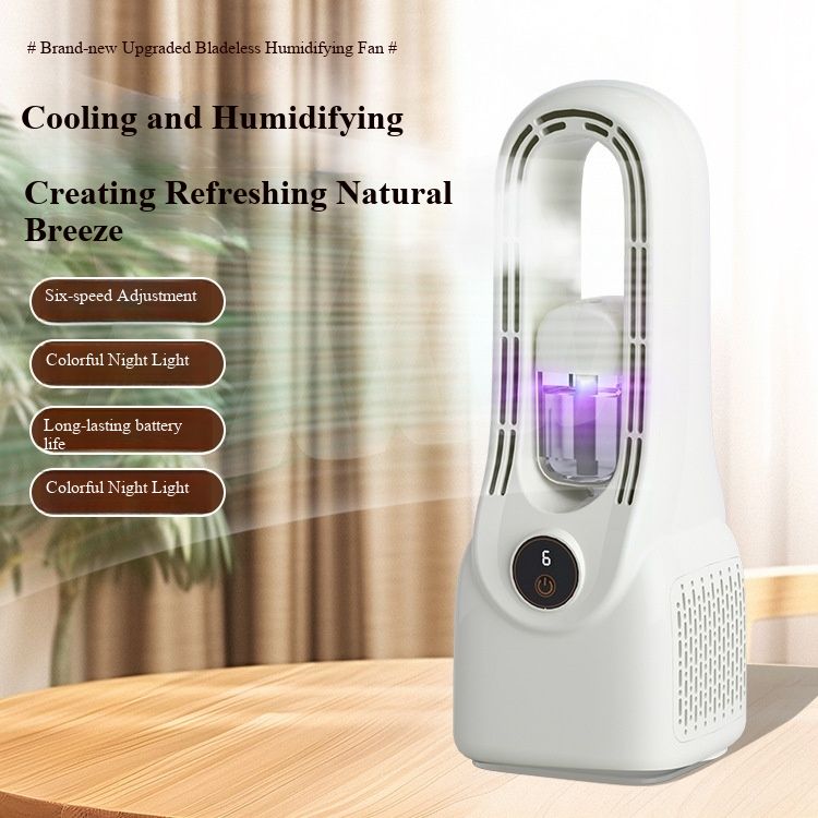 USB Bladeless Spray Cooling Fan, Portable Humidifier Air Cooler, Desktop Bladeless Mist Fan for Home Office Dormitory Bedroom