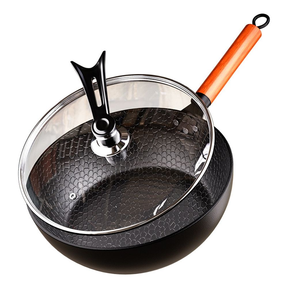 Hand-forged iron pan household hammer pattern frying pan uncoated non-stick pan induction cooker gas stove universal and durable