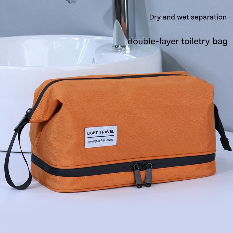 Men Travel Toiletry Bag with Dry and Wet Separation, Portable Cosmetic Storage Bag, High Appearance Wash Bag for Business Trip Travel Shaving Supplies Organizer
