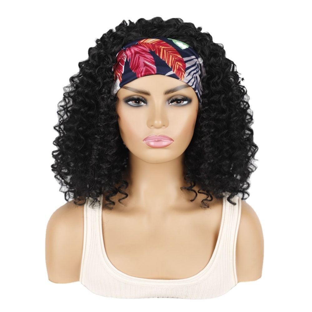 TopKiss Fashionable Short Curly Wig with High Temperature Fiber, Headband and Ice Silk Hairnet for Women's Dressup Local