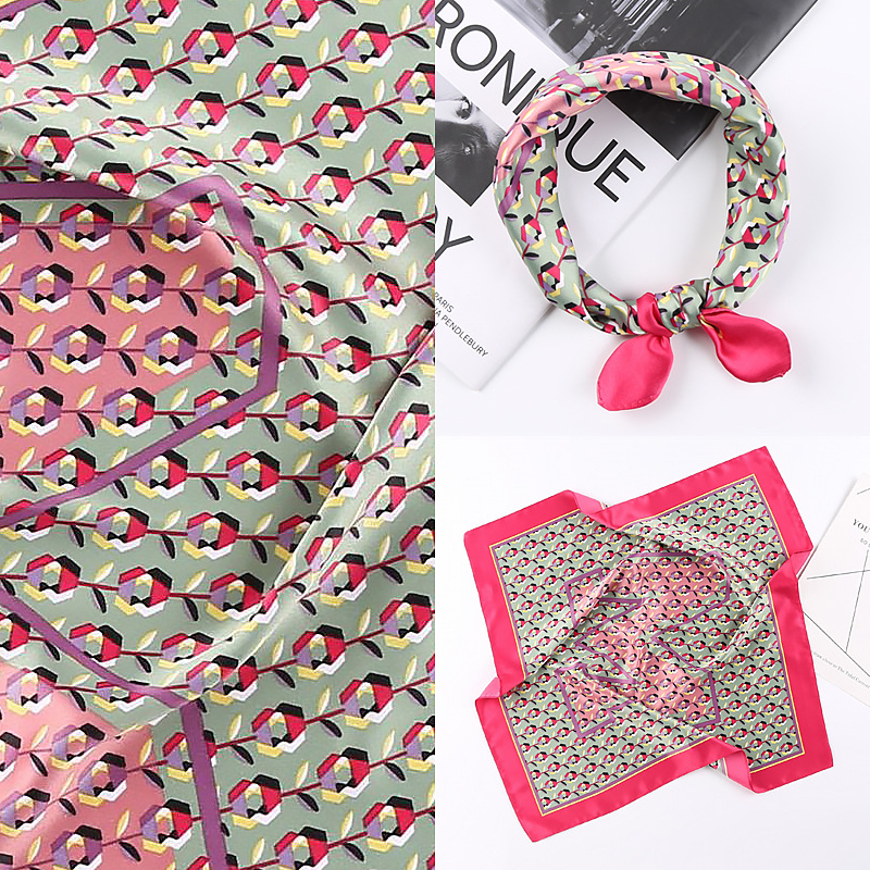 HH50-12 Womens 50*50cm Satin Silk Feeling Scarf Formal Small Square Neck Scarf Head Hair Wraps