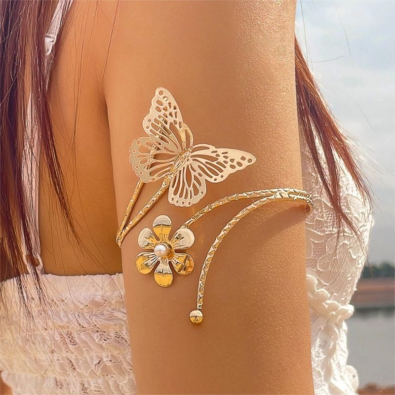 Arm Ring Metal flower open arm bracelet CRRSHOP free shipping Jewelry Hand Ornament 