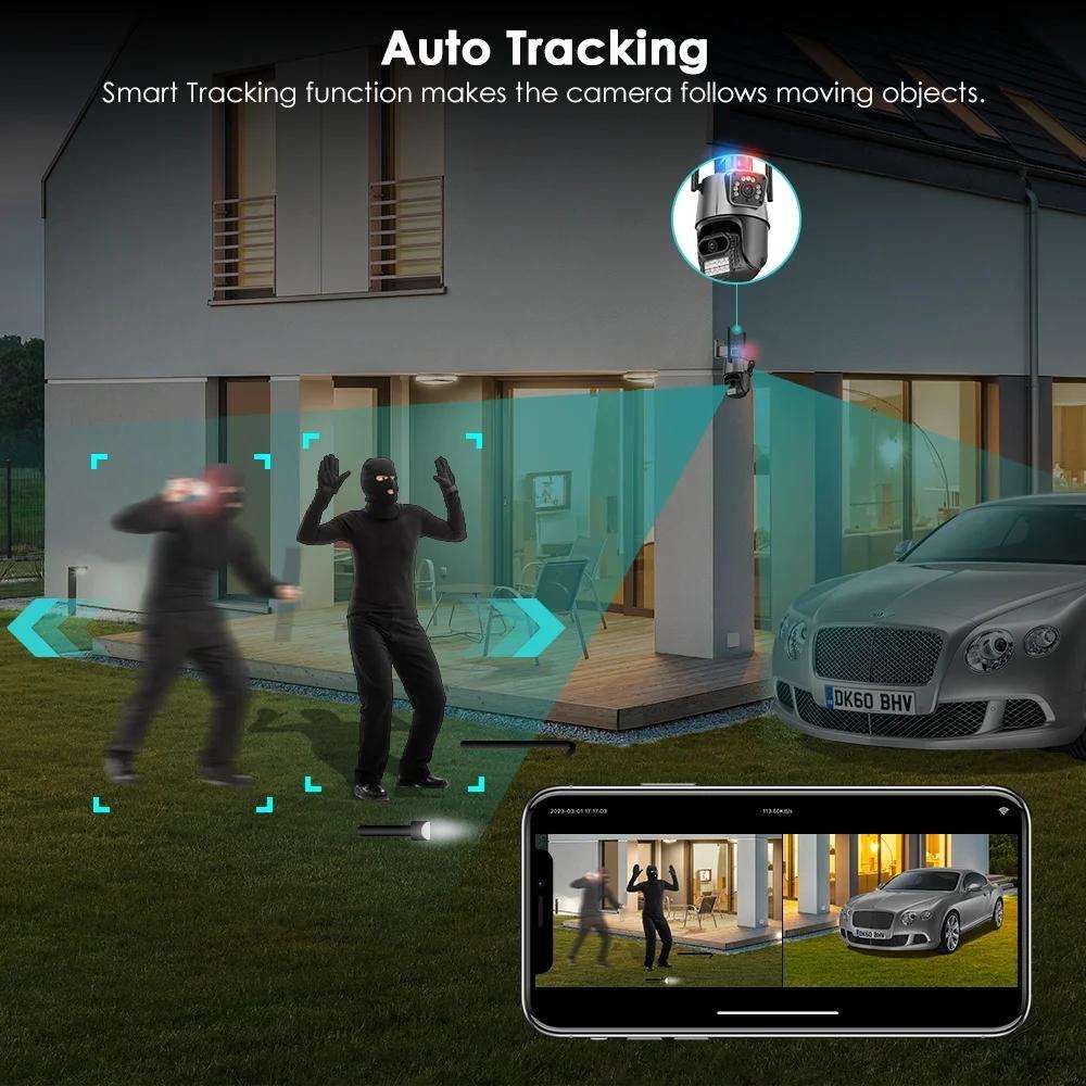 2K HD Weatherproof 5Gh/2.4G Dual Band Security Camera Outdoor, 24/7 Recording Security Camera, WiFi Cameras for Home Security Outdoor, Plug-in Power, 360 Auto Tracking Camera