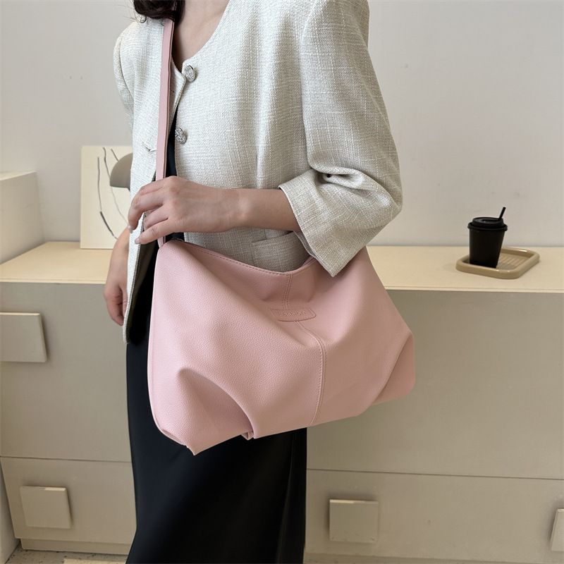 039-834 Women's New Casual Large-Capacity Shoulder Bag Solid Color Pleated Crossbody Bag