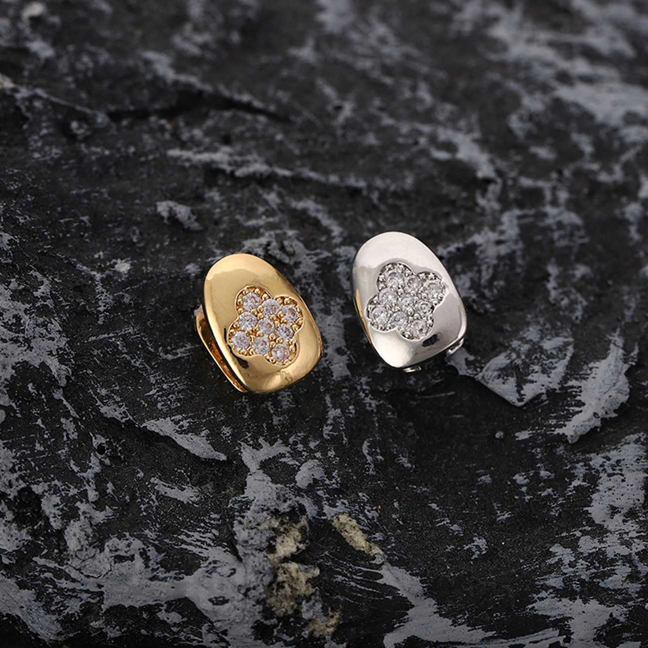 HIPHOP grillz braces single gold/silver inlaid zircon teeth grillz tooth grillz gold teeth silver teeth【Snowflake diamond】