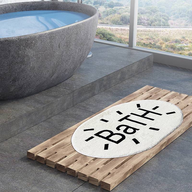 Non-Slip Soft Bath Mat, Letters Graphic, Micro Personalized Home Decor Bathroom Floor Rug