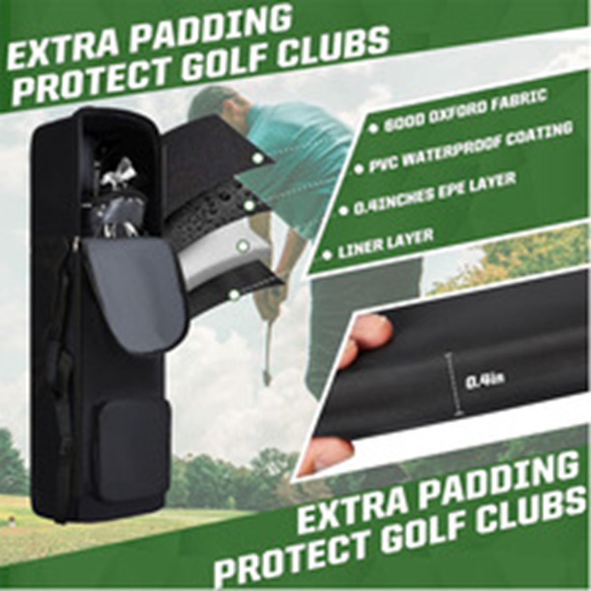 Golf travel bag 900D heavy-duty Oxford wear-resistant soft surface foldable golf club travel cover