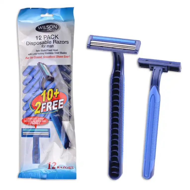 12 PCS Disposable Razor for shaving - 2 layer sharp blades with lubricant - Color Bag Packaging of 10 + 2 Free Razor sticks