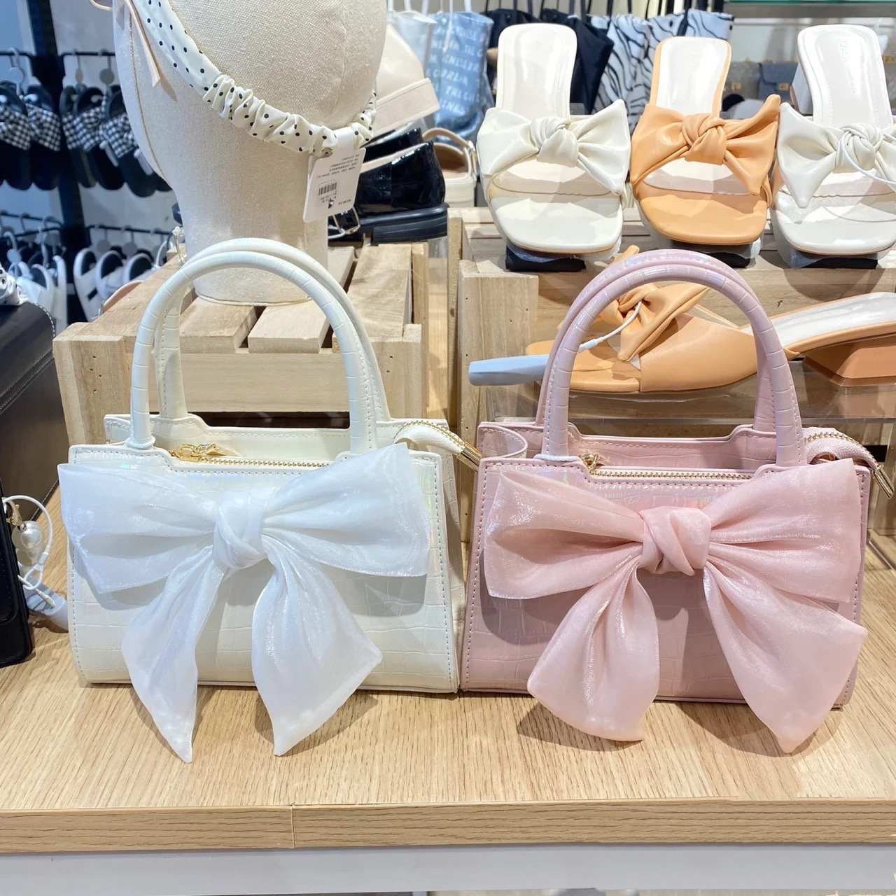 00223 Solid Color Pu Leather Cross-body Bags Chain Female Shoulder Handbags Mini Purses Bow Bag For Women