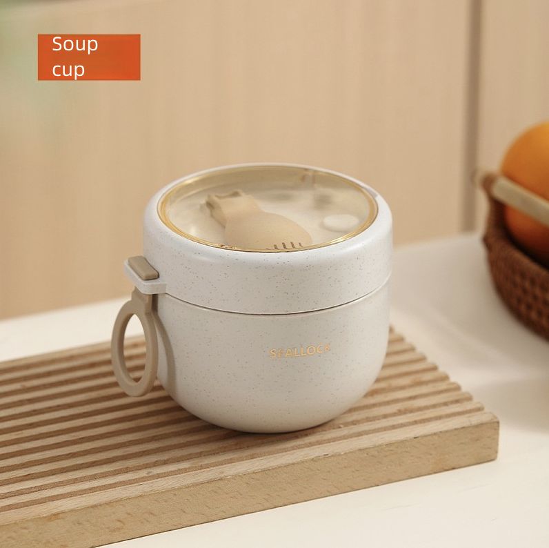 Lunch Box for Office Workers Lunch Box for Girls Light Food Weight Loss Separated Lunch Box for Students Kitchen Dining Storage Travel To-Go Food ContainersSoup Cup