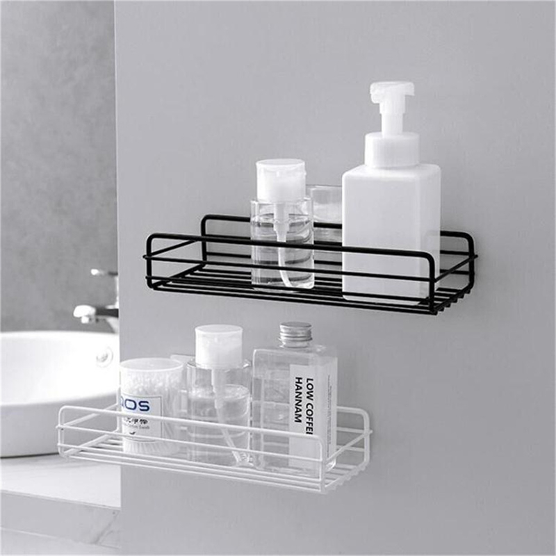 1pc Bathroom Kitchen Punch Corner Frame, Shower Shelf, Wrought Iron Shampoo  Storage Rack Holder With Suction Cup, Bathroom Accessories