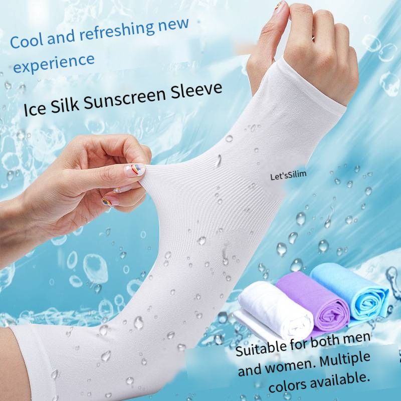 Single Piece UV Protection Cooling Arm Sleeves, 90% Nylon 10% Spandex Ice Silk Sunblock Sleeves with High Elasticity, Unisex Stretchy Arm Covers for Cycling Driving Running Golf Outdoor
