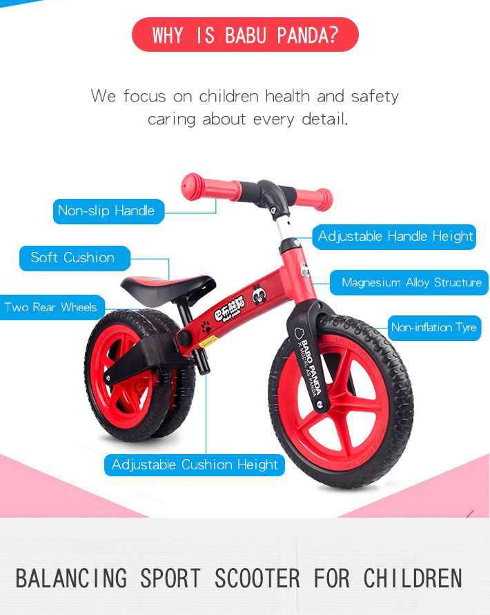 Babo Panda Children Dual Rear Wheels Scooters Adjustable Height BBP004 