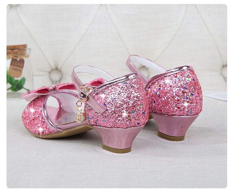 Dress Shoes Dreamy Girl's High Heels Children's Princess Sandals Bow Tie Children's Shoes Crystal Heeled Shoes