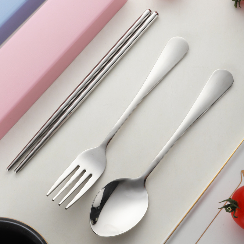 Travel Camping Cutlery Set Portable Tableware Stainless Steel Chopsticks Spoon Fork Steak Knife with Storage Case
