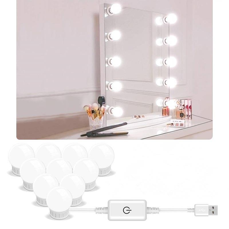 5V Led Makeup Mirror Light Bulb Hollywood Makeup Vanity Lights USB Wall Lamp 10pcs Dimmable Dressing Table Mirror Lamp