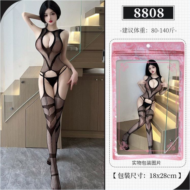 NO:8808 Sleepwear Stretchy Hollow Out Sleeveless Halter Erotic Lingerie Sexy Full Body Fishnet Bodystockings
