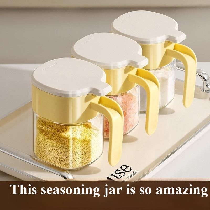Moisture-Proof Airtight Glass Spice Jars, Sealed Seasoning Container Condiment Bottles, Transparent Glass Salt Sugar Storage Pot, Kitchen Home Use Sealed Seasoning Box for Salt Pepper Spices