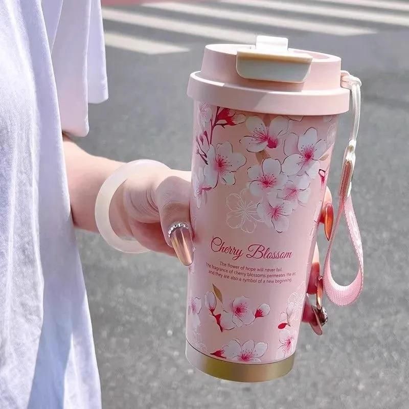 Vacuum Cup Insulated Cup with 316 Inner Container Coffee Cup Male and Female Straw Water Cup Student Double Drink Insulated Cup 500ml