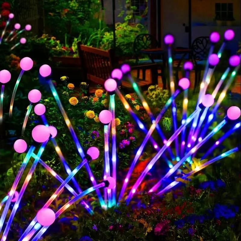 AUNONT Solar Firefly Garden Lights Solar Powered Firefly Lights Outdoor Decor Swaying Colorful LED Dusk to Dawn Solar Firefly Lights Solar Powered LED Flourescent Bug Plug In Ground Light
