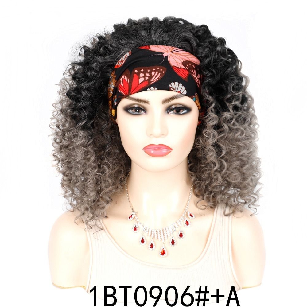 TopKiss Fashionable Short Curly Wig with High Temperature Fiber, Headband and Ice Silk Hairnet for Women's Dressup Local