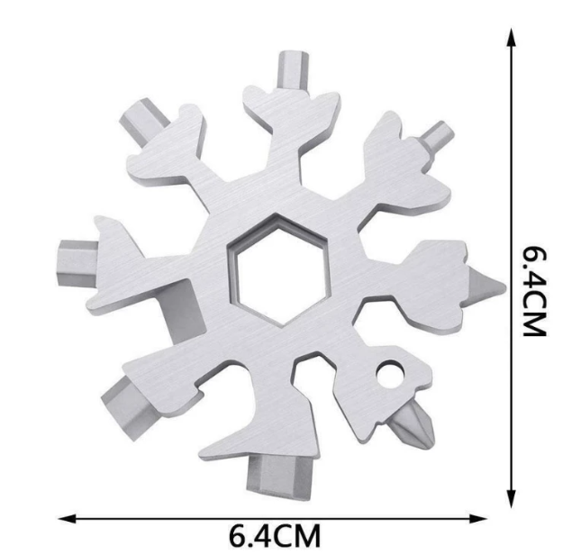 18 In 1 Snowflake Snow Wrench Tool Spanner Hex Wrench Multifunction Camping Outdoor Survive Tools Bottle Opener Screwdriver