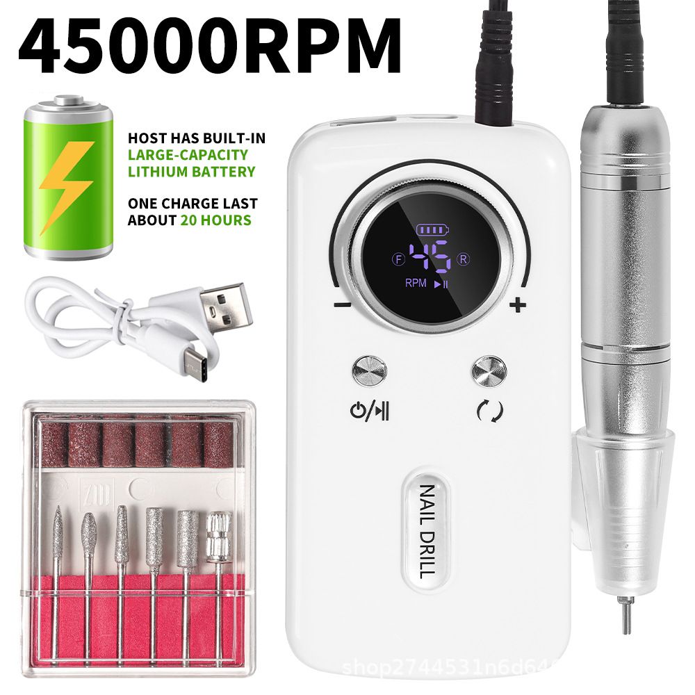 DMJ-V1 45000RPM Professional Rechargeable Electric Nail Drill Machine Portable Cordless Nail File For Acrylic Gel Nails Remove