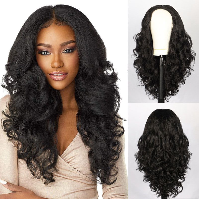 Natural Fluffy Long Wave Wig for Women, Middle Part Soft Curly Synthetic Full Head Wig, Realistic Heat Resistant Fiber Hair Wig, Lightweight Breathable Styling Wig for Daily Wear, Party and Photo Styling
