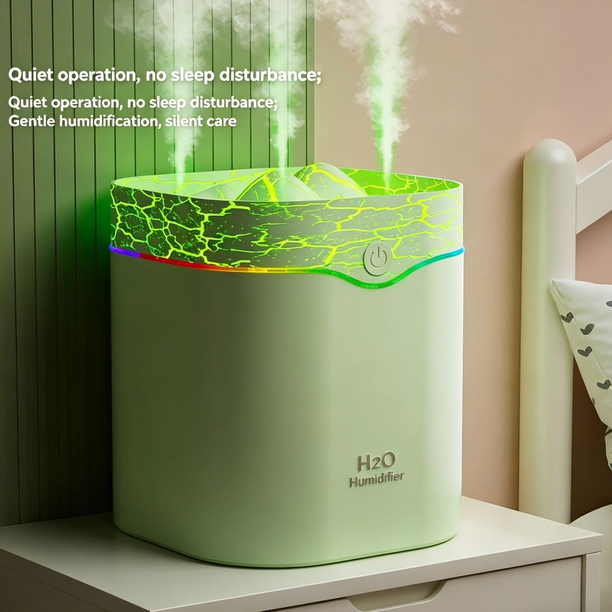 New 2L 3-Nozzle Water Drop Humidifier USB Powered Portable Large Mist Humidifier with Aroma Diffuser Quiet Cool Mist Humidifier for Home Office Desktop
