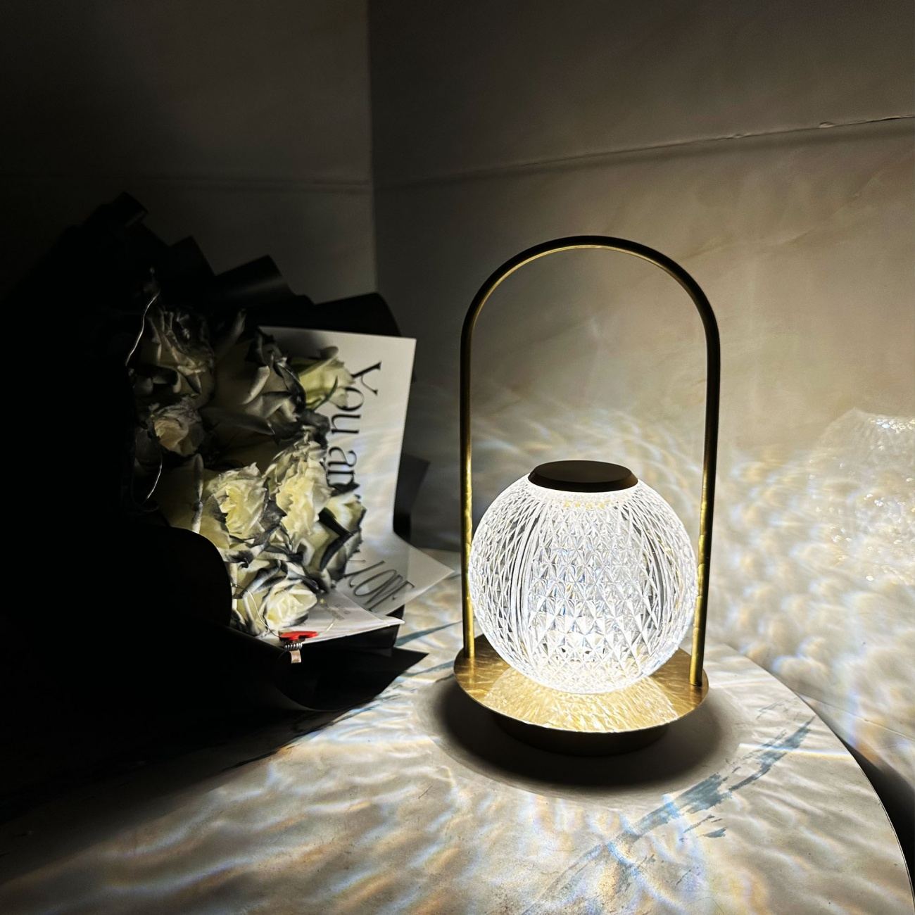 Creative portable metal table lamp outdoor USB charging atmosphere table lamp simple LED bedroom bedside night light
