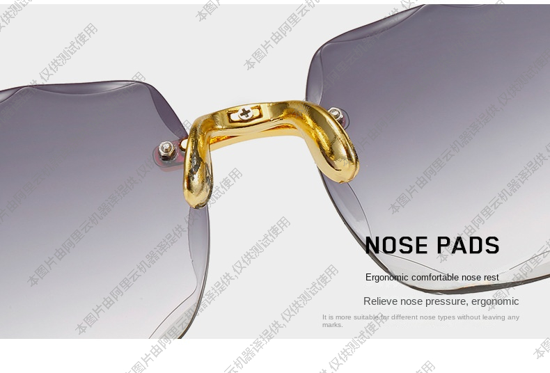 Frameless square sunglasses Fashion trend Trimmed rimless sunglasses Women's street show sunglasses