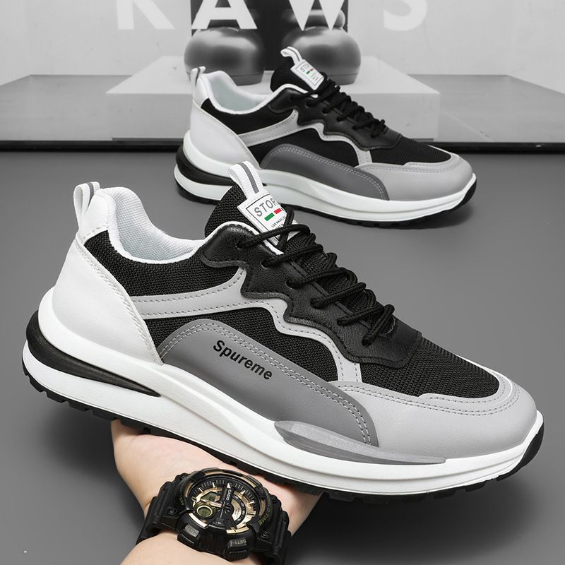 New breathable men's shoes for the summer of 2025, men's mesh sports and casual running, student Little White Dad height-increasing trendy shoes