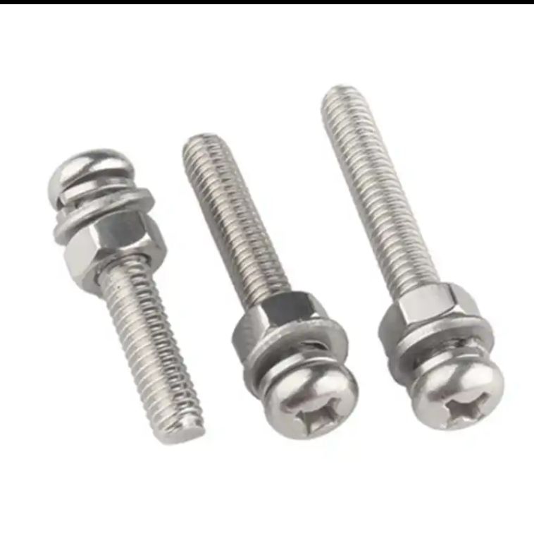Nickel-plated pan head cross with pad round head three combination screws spring pad m2 screws M3 M4 M5 M6 40 10 10