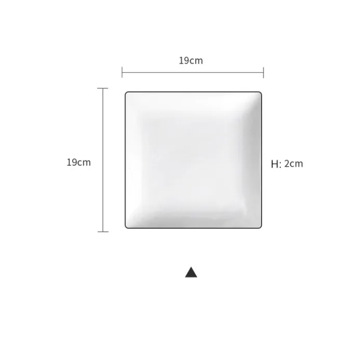 Durable Ceramic Material Luxury Dish Pasta Plate White Porcelain Square Plates And Bowl With Black Rim T-14