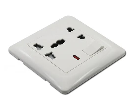 5-pin multi-pin plug sockets with switch and neon multi-function socket white
