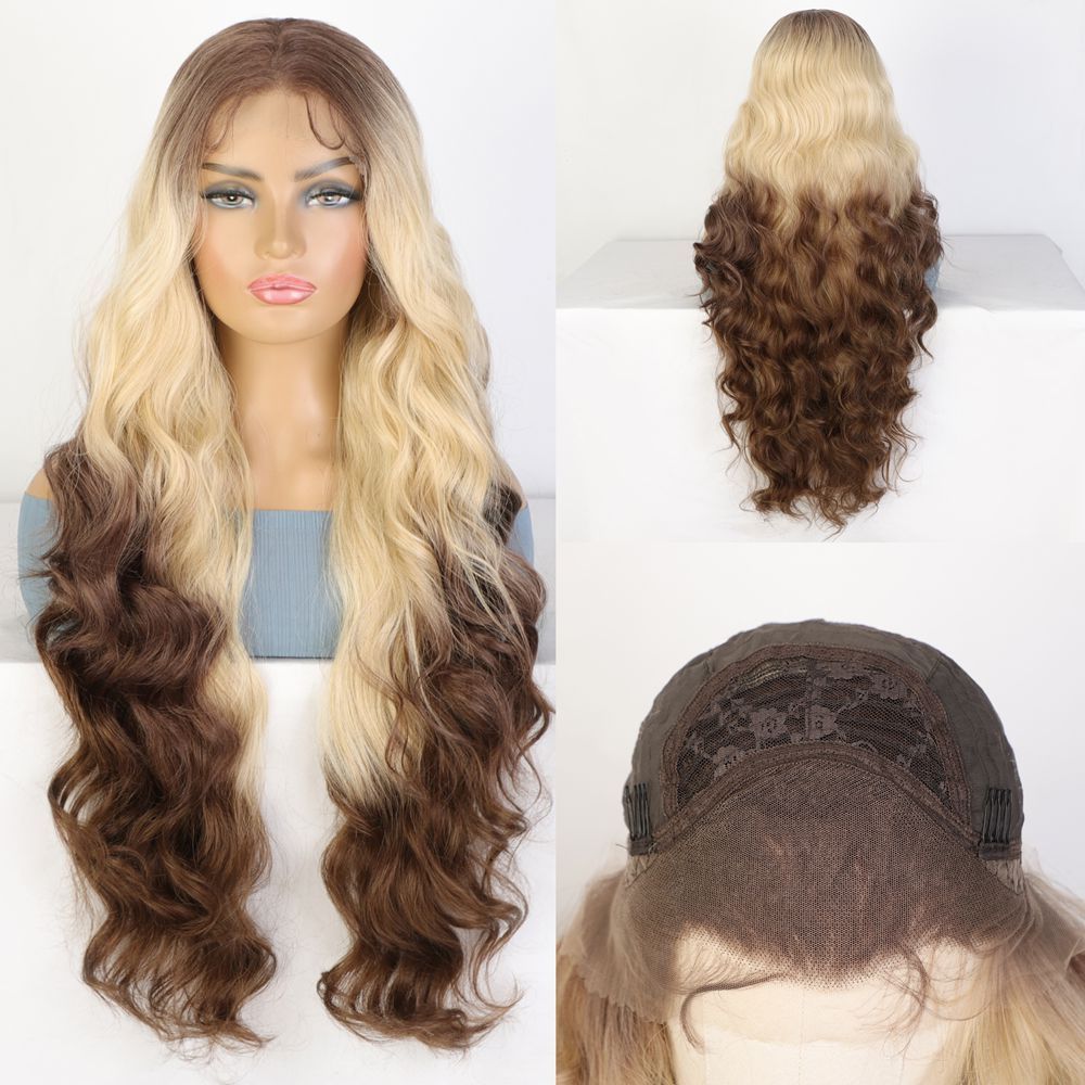 Hand Tied Lace Front Wig - 13x4 Pre Plucked Highlighted Long Curly Hair With Transparent Lace