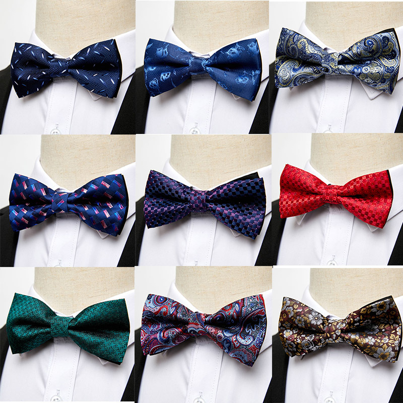 12638-LJ Adjustable Jacquard Business Bow Tie for Men ,Men's Gift for Prom & Wedding & Party & Office Fashion Double Layer Bow Tie