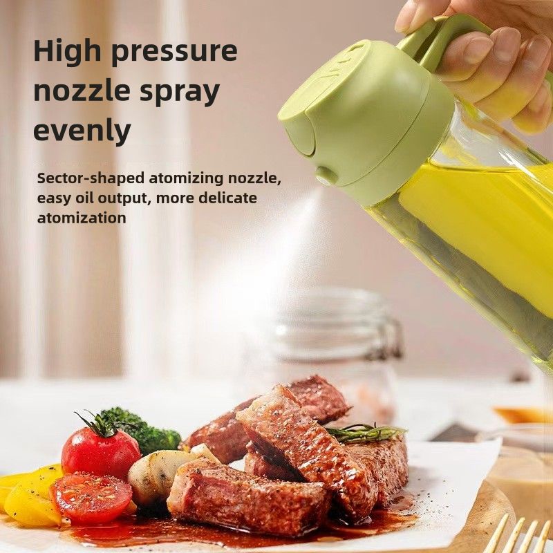 470ml Glass Oil Dispenser Bottle - Dual-Function Spray & Pour, Wide Mouth, Leak-Proof Design, Ergonomic One-Handed Use, Easy to Clean, Drip-Free Kitchen Oil Container  