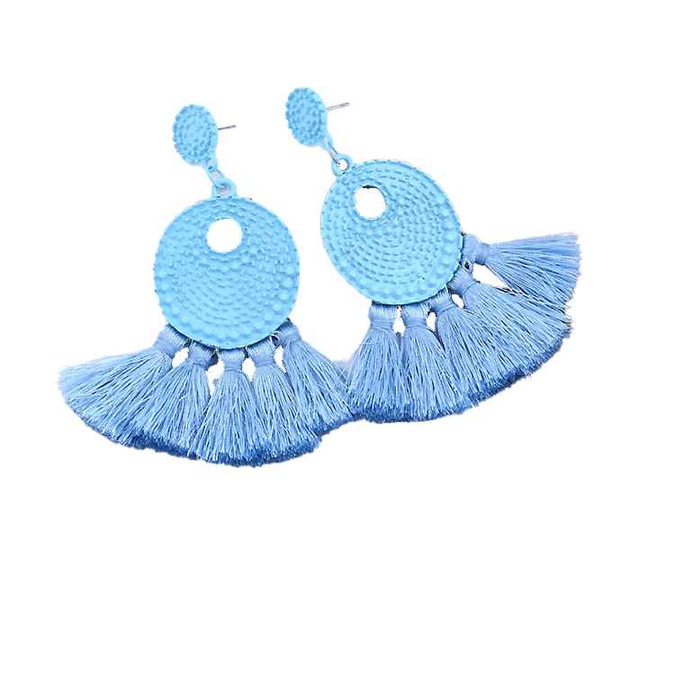 013 Wmen's Earrings with Tassel Fashion Bohemian Statement Handmade Never Fade Blue 1Pcs/Box