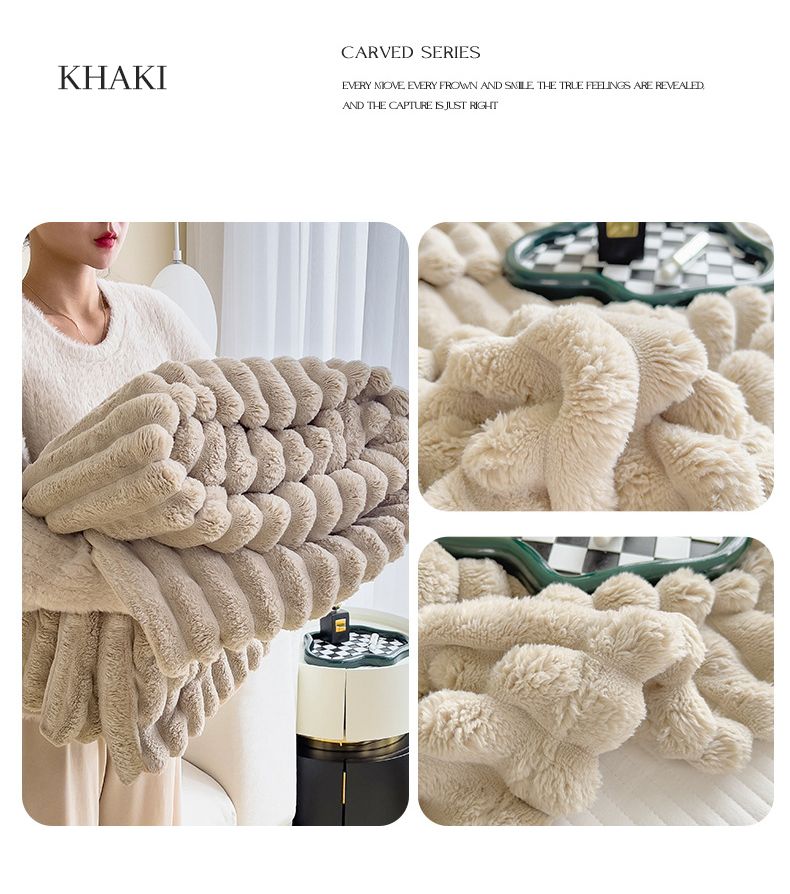 Khaki Throw Blanket for Couch - GentleSoft Cozy Soft Blankets for Women, Cute Small Rabbit Fur Fabric Throws for Girls, Off White, 150*200cm