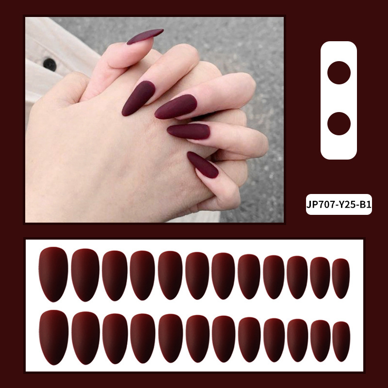 Fake Nails Matte Red And Blue Acrylic Frosted Ballerina Acrylic For Nails For Womendark red 